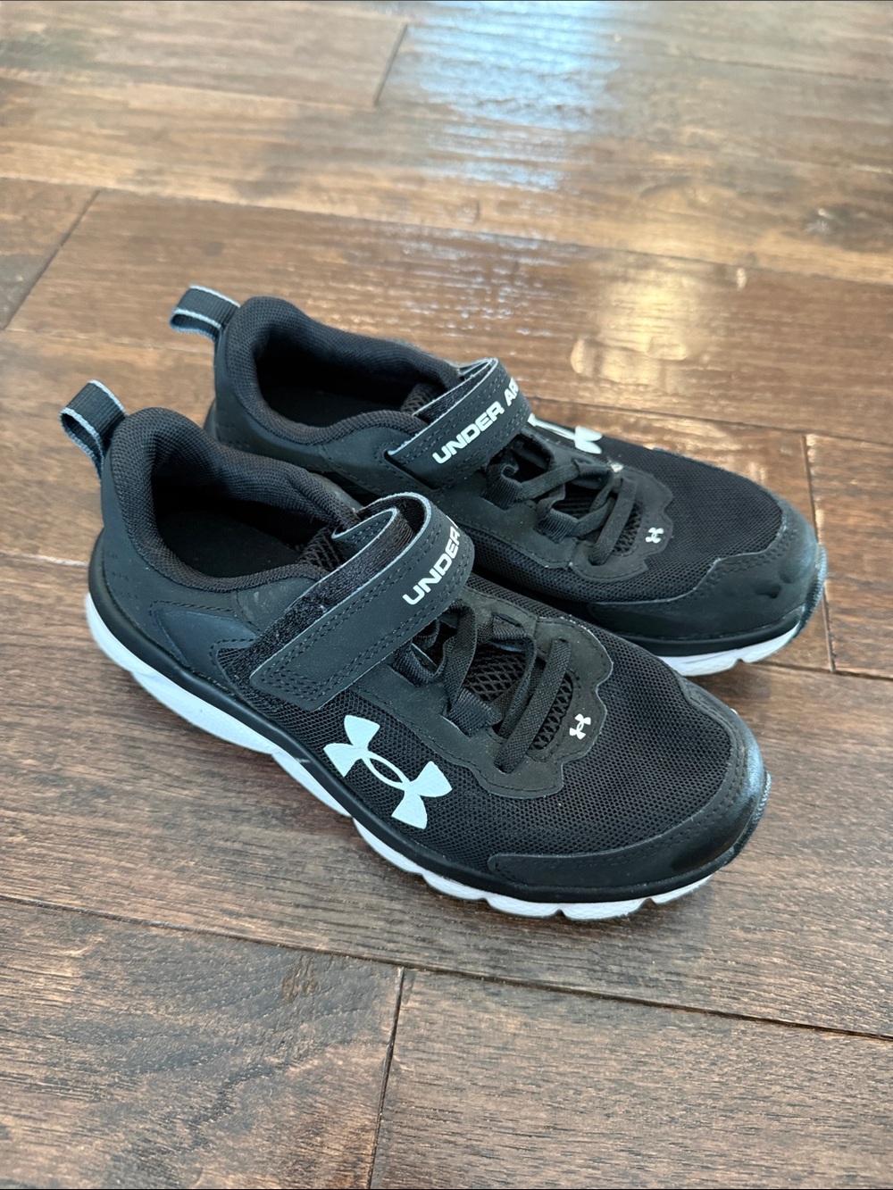 Under Armour Black and White Kids' Velcro Athletic Sneakers